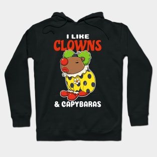 I Like Clowns and Capybaras Cartoon Hoodie